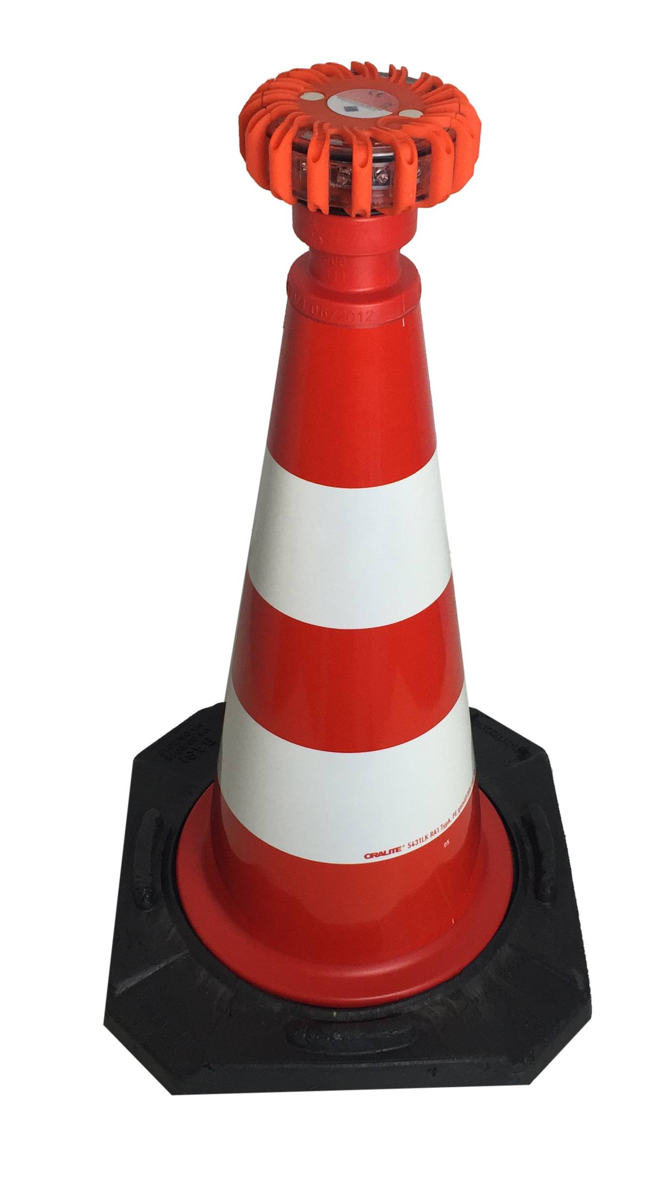Absicherungsset, Leitkegel 500 mm + LED Warnblitzer + Adapter Farbe: blaue Warnblitzleuchten