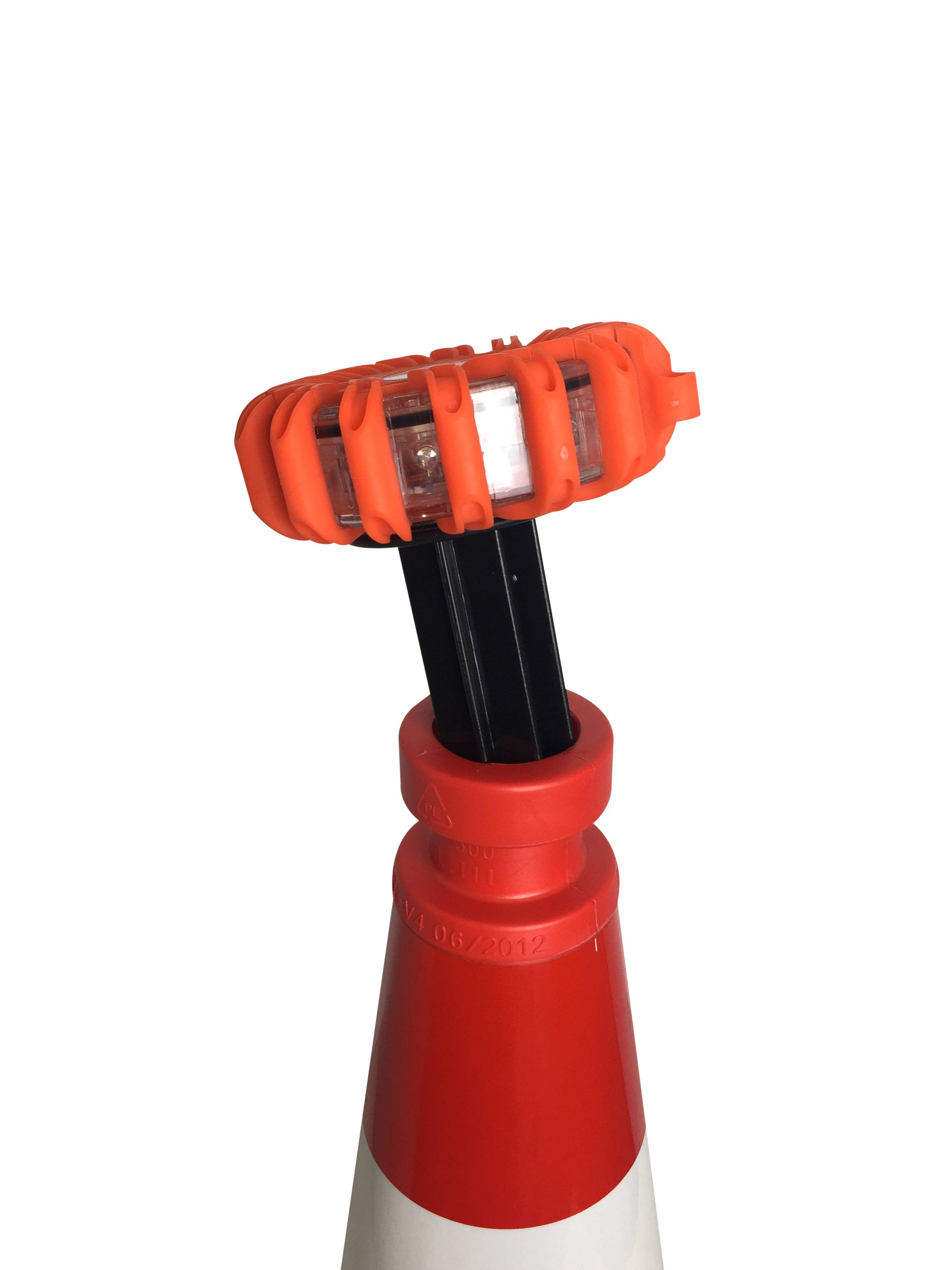 Absicherungsset, Leitkegel 500 mm + LED Warnblitzer + Adapter Farbe: blaue Warnblitzleuchten