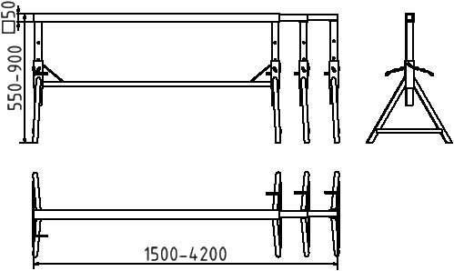 Schake Putzergerüstbock "Combi", höhenverstellbar, 0,55 m - 0,90 m