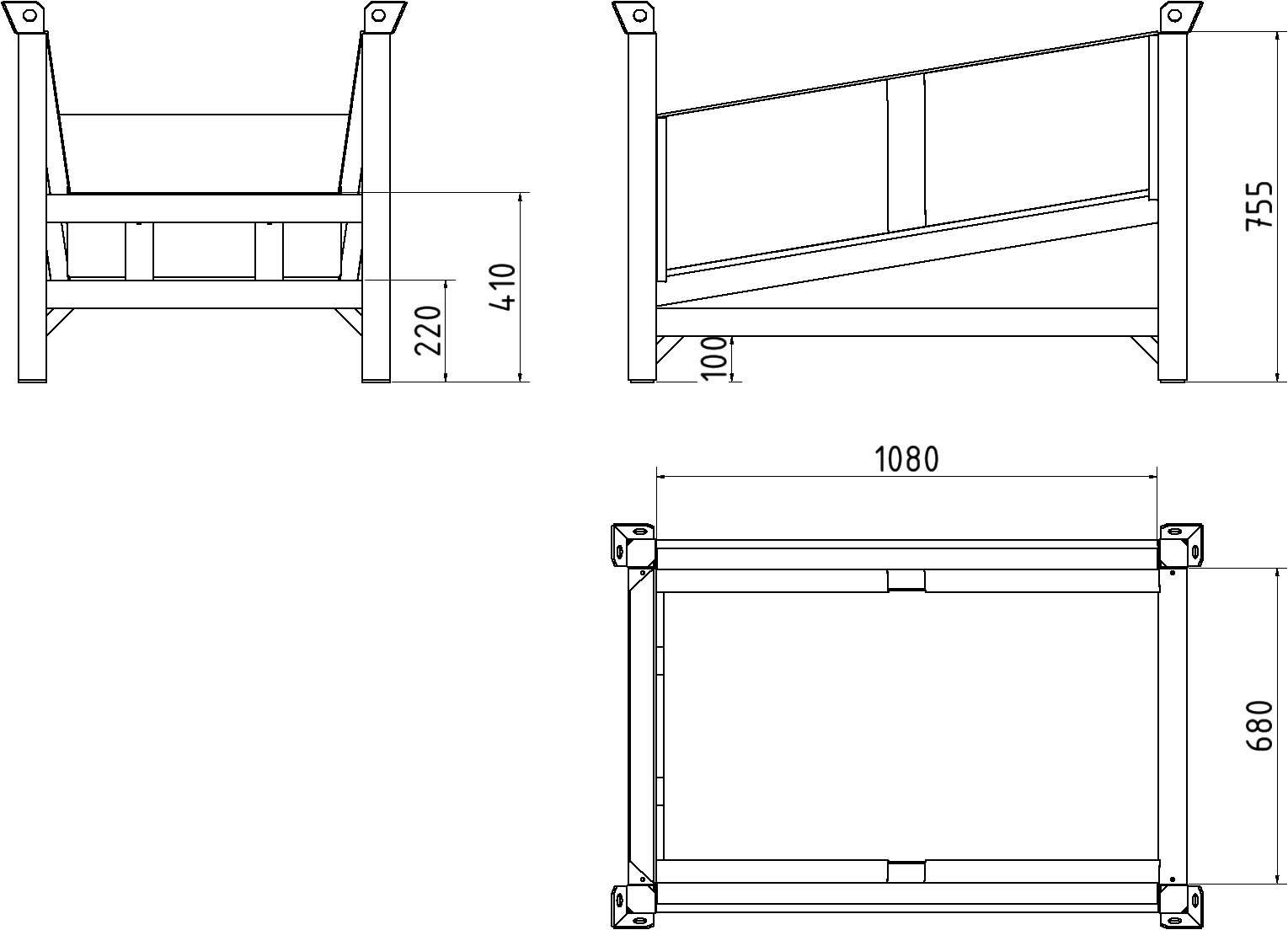 Schake Lager- und Transportpalette "Serie 50118", Maße 1,20 m x 0,80 m x 0,82 m