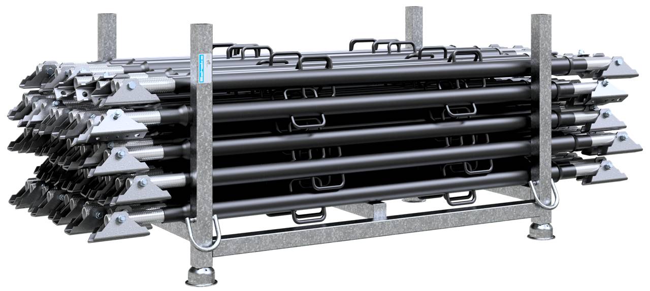 Schake 117931R-EG Richtstrebe Verstellbereich: 3,60 - 5,00 m <br><br>Belastung bei 45° auf Druck: 31,4 - 10,8 kN mit Endgel