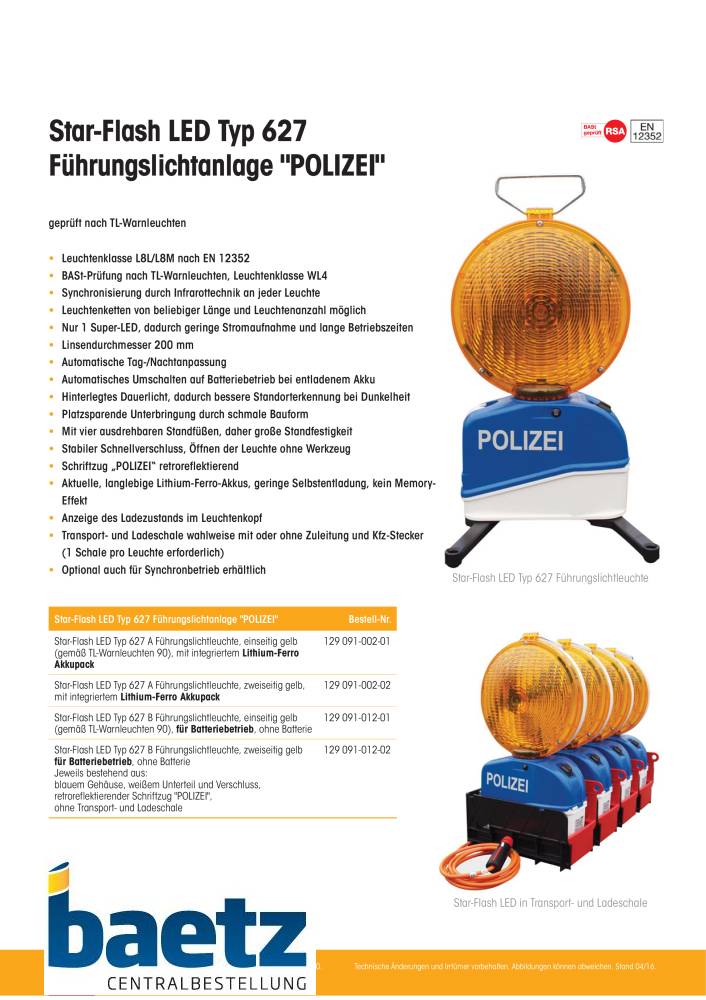 Star-Flash LED Führungslichtanlage, Einzelleuchte, Typ 627, Polizei