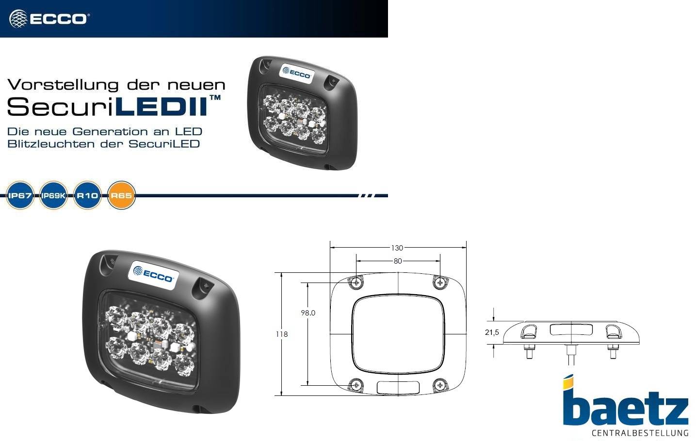 ECCO, LED Blitzmodule Serie II SecuriLED, Aufbau Farbe: gelb
