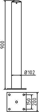 Schake Absperrpfosten, Ø 102 mm | Beschaffenheit: feuerverzinkt | Montageart: für Dübelbefestigung m