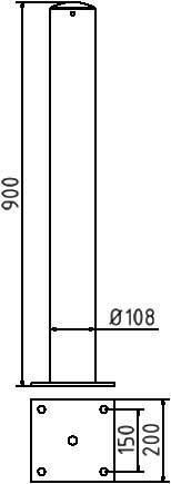 Schake Absperrpfosten, Ø 108 mm | Beschaffenheit: feuerverzinkt | Montageart: für Dübelbefestigung m
