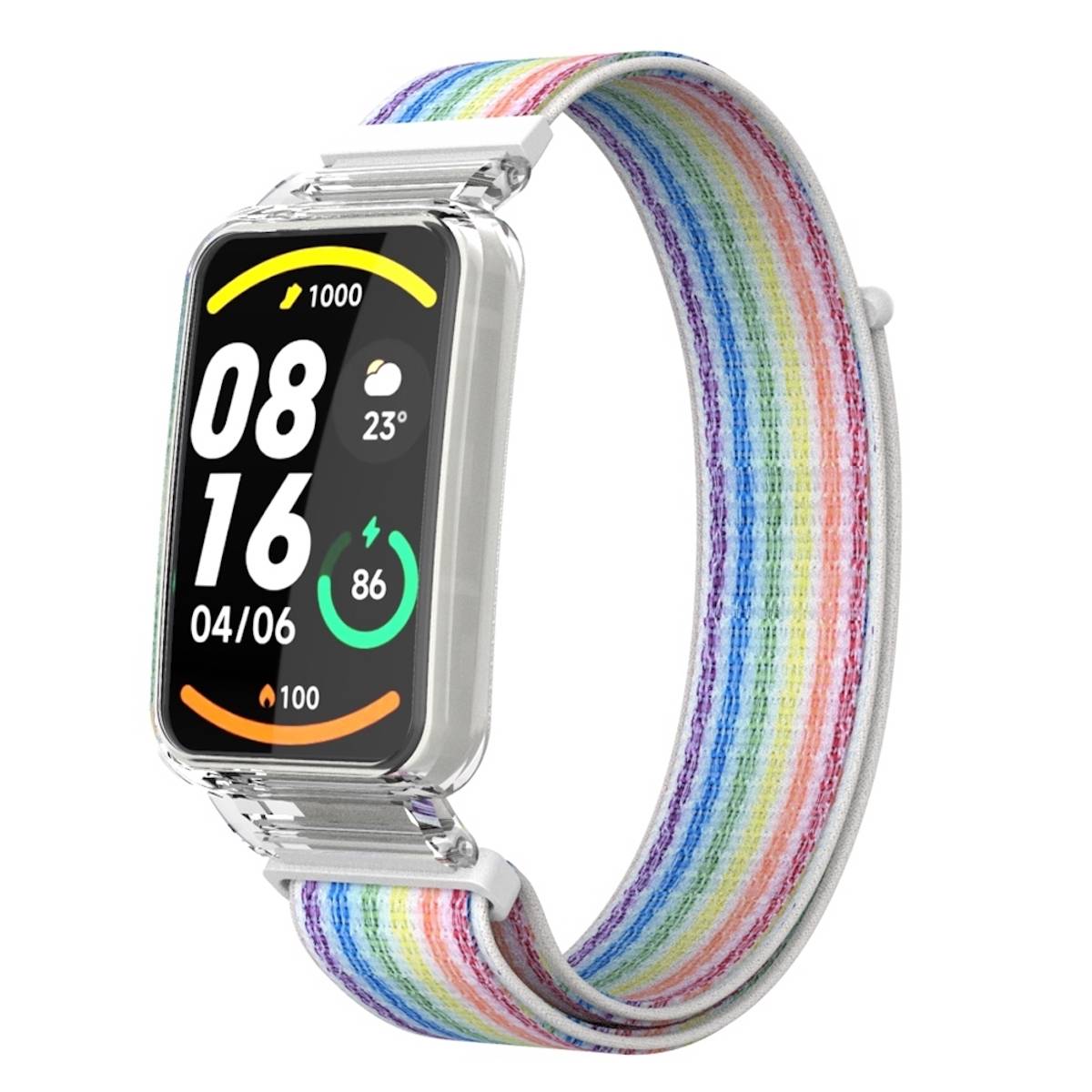 Für Xiaomi Mi Band 7 Pro 2 in 1 Uhrenarmband mit Nylongewebe und integrierter Schutzhülle Ersatz Smart Uhr Smart Watch Bunt