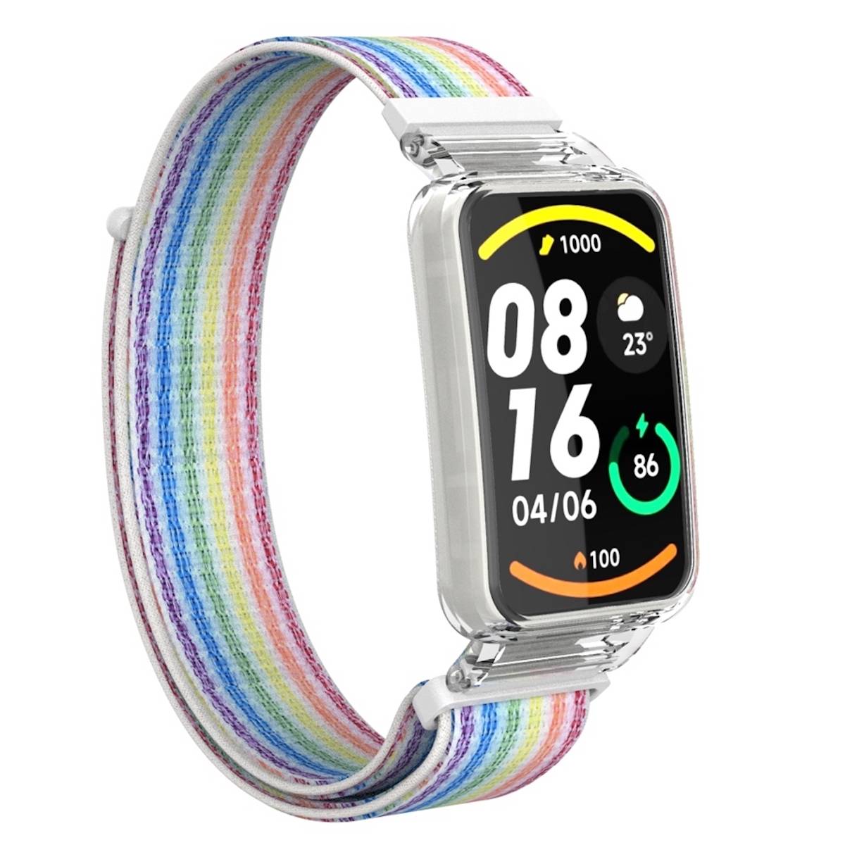 Für Xiaomi Mi Band 7 Pro 2 in 1 Uhrenarmband mit Nylongewebe und integrierter Schutzhülle Ersatz Smart Uhr Smart Watch Bunt