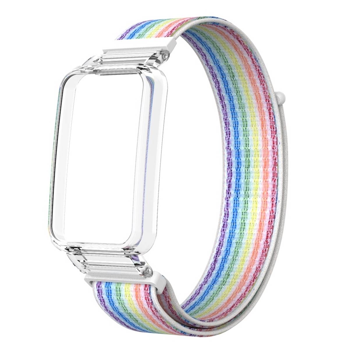 Für Xiaomi Mi Band 7 Pro 2 in 1 Uhrenarmband mit Nylongewebe und integrierter Schutzhülle Ersatz Smart Uhr Smart Watch Bunt