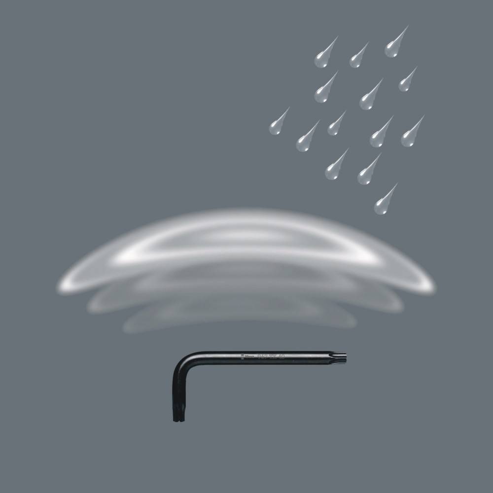 Eine klare, kuppelförmige Konstruktion schützt einen Schraubenschlüssel vor herabfallenden Wassertropfen und symbolisiert damit den Schutz vor Umwelteinflüssen.