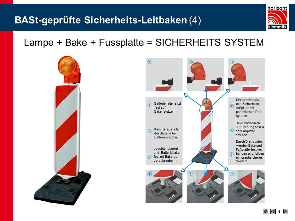 Leitbake / Warnbake, SD System, BASt-geprüft, Folie RA1 oder RA2