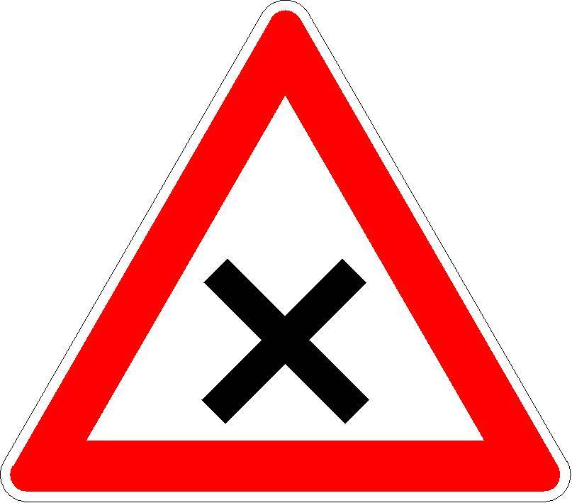 Kreuzung oder Einmündung VZ 102 Folientyp: RA1 | Typ A, Seitenlänge: 1260 mm - 125 % - über 100 km/h, Ausführung: Rundform