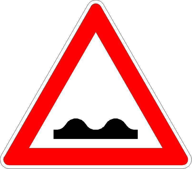 Unebene Fahrbahn VZ 112 Folientyp: RA2 | Typ B, Seitenlänge: 1260 mm - 125 % - über 100 km/h, Ausführung: Rundform