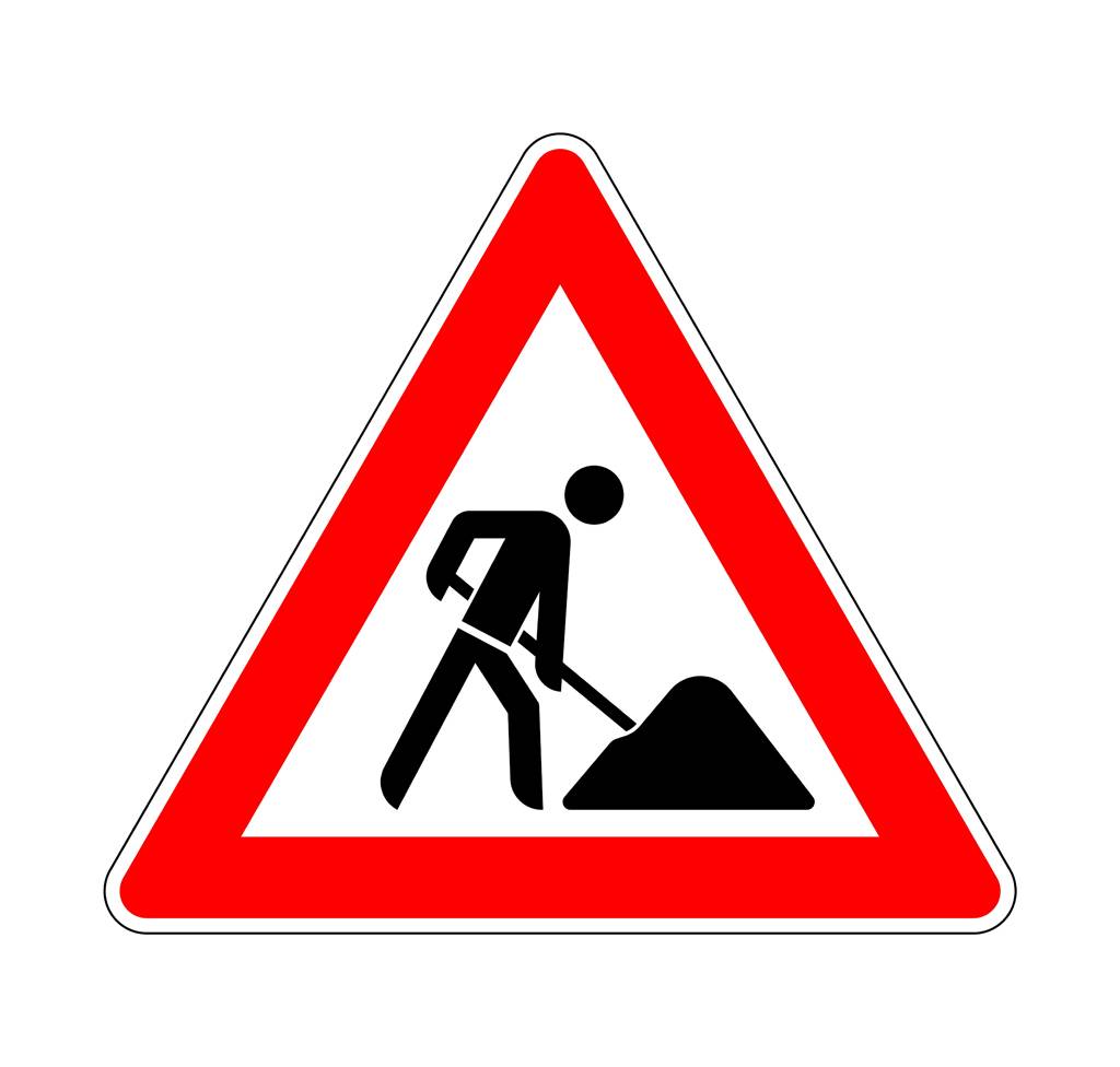 Arbeitsstelle VZ 123 Folientyp: RA1 | Typ A, Ausführung: Alform, Seitenlänge: 630 mm - 70 % - bis 49 km/h