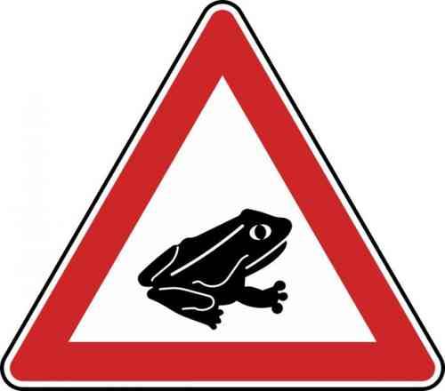 Amphibienwanderung, Aufstellung links VZ 145-25 Folientyp: RA2 | Typ B, Ausführung: 3 mm, Seitenlänge: 630 mm - 70 % - bis 49 km/h