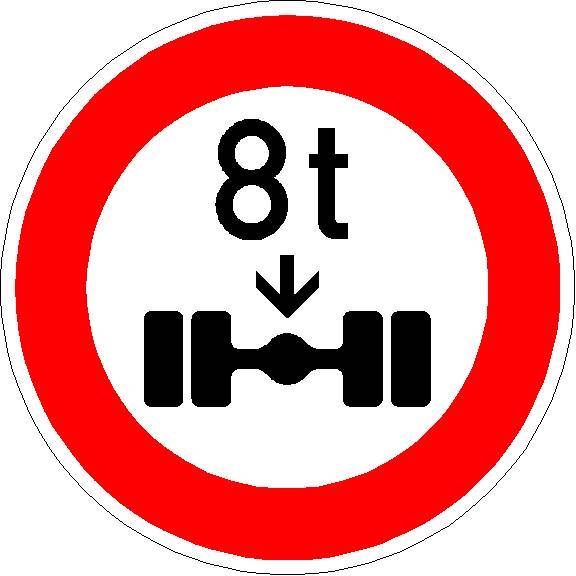 Verbot für Fahrzeuge über angegebene tatsächliche Achslast, VZ 263-XX