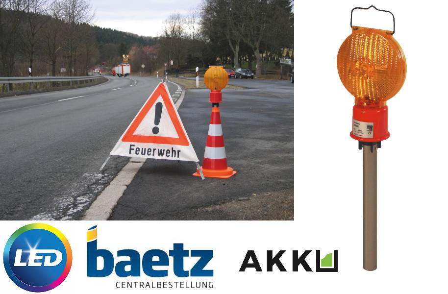 Leitkegel-LED-Blitz-Stab, Akkubetrieb Ausführung: einseitig gelb