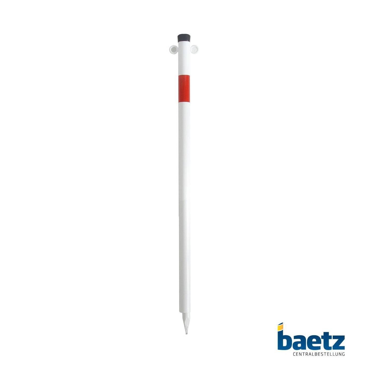 Absperrpfosten aus Stahlrohr Ø 42mm, mit Kunststoffkappe Variante: zum Einbetonieren, Ausführung: ohne Ösen, Beschaffenheit: feuerverzinkt