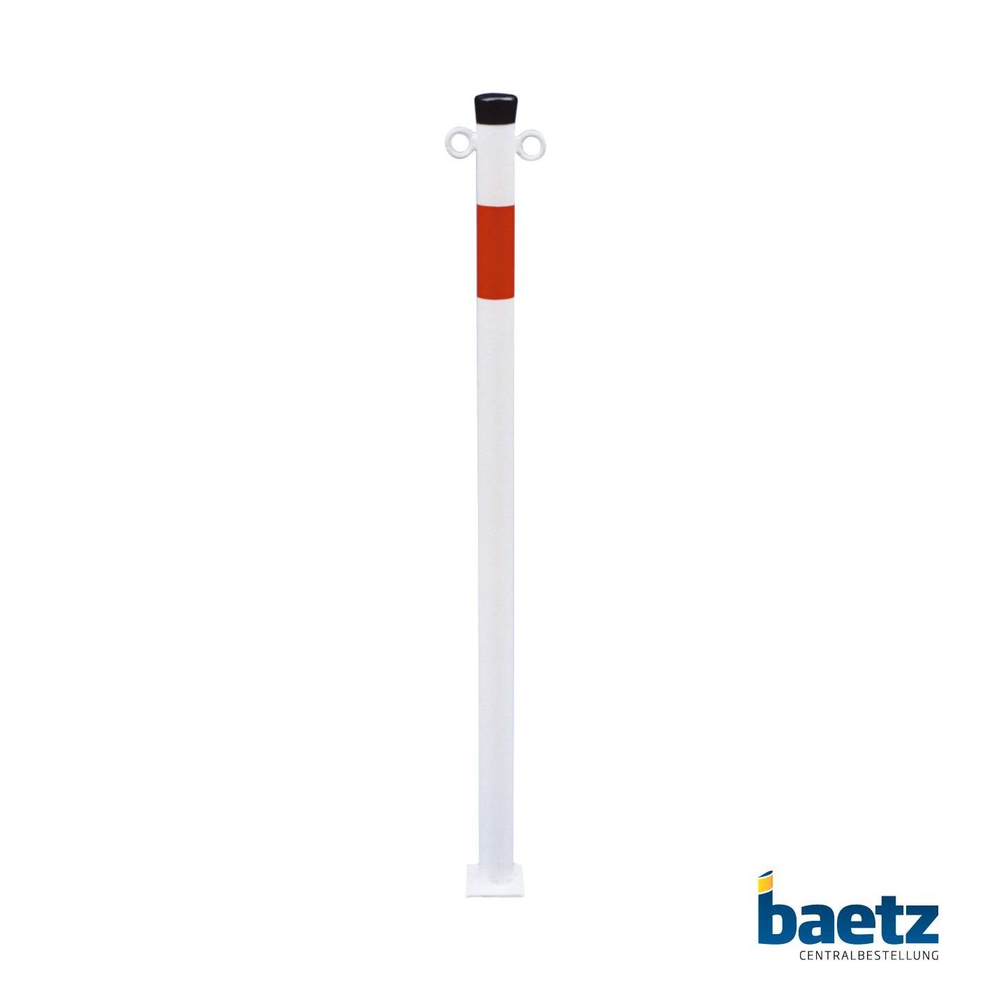 Absperrpfosten aus Stahlrohr Ø 42mm, mit Kunststoffkappe Variante: zum Einbetonieren, Ausführung: ohne Ösen, Beschaffenheit: feuerverzinkt