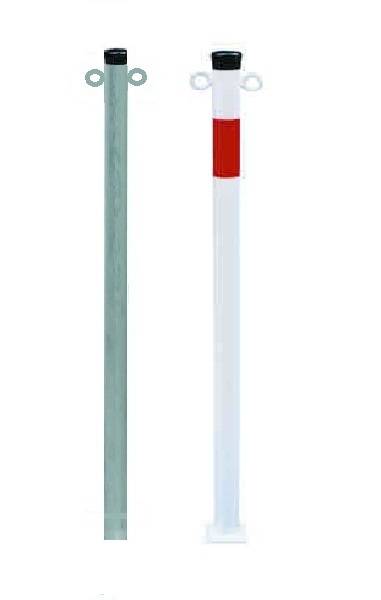 Absperrpfosten aus Stahlrohr Ø 42mm, mit Kunststoffkappe Variante: für Dübelbefestigung, Ausführung: ohne Ösen, Beschaffenheit: feuerverzinkt