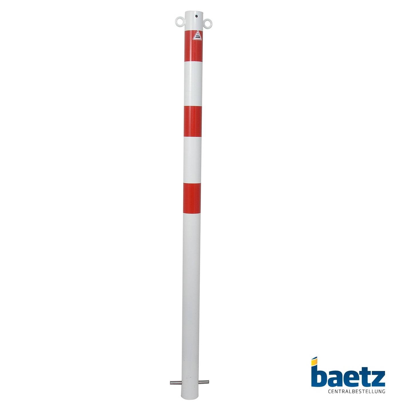 Absperrpfosten aus Stahlrohr, Ø 60 mm Variante: für Dübelbefestigung, Ausführung: ohne Ösen, Beschaffenheit: feuerverzinkt, weiß beschichtet, ro