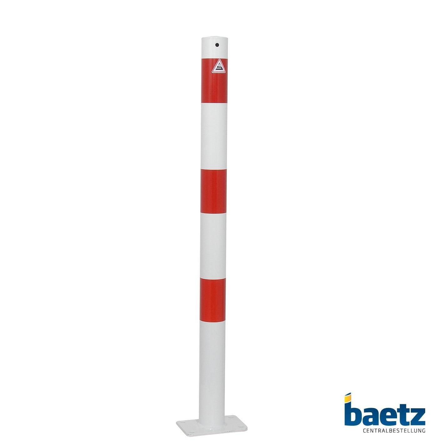 Absperrpfosten aus Stahlrohr, Ø 60 mm Variante: für Dübelbefestigung, Ausführung: ohne Ösen, Beschaffenheit: feuerverzinkt, weiß beschichtet, ro