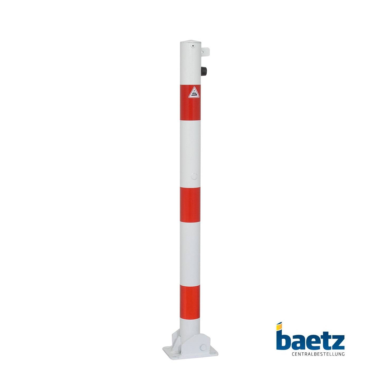 Absperrpfosten, Ø 60 mm, umlegbar, für Vorhangschloss Beschaffenheit: feuerverzinkt, Montageart: für Dübelbefestigung mit Bodenplatte