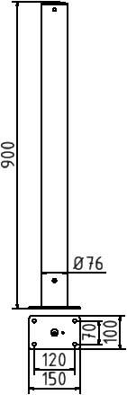Schake Absperrpfosten Ø 76mm ortsfest, allseitig bis 30° neigbar | Beschaffenheit: feuerverzinkt