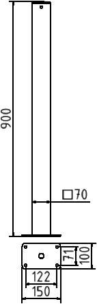 Schake Absperrpfosten, 70 mm x 70 mm, ortsfest, für Dübelbefestigung | Beschaffenheit: feuerverzinkt