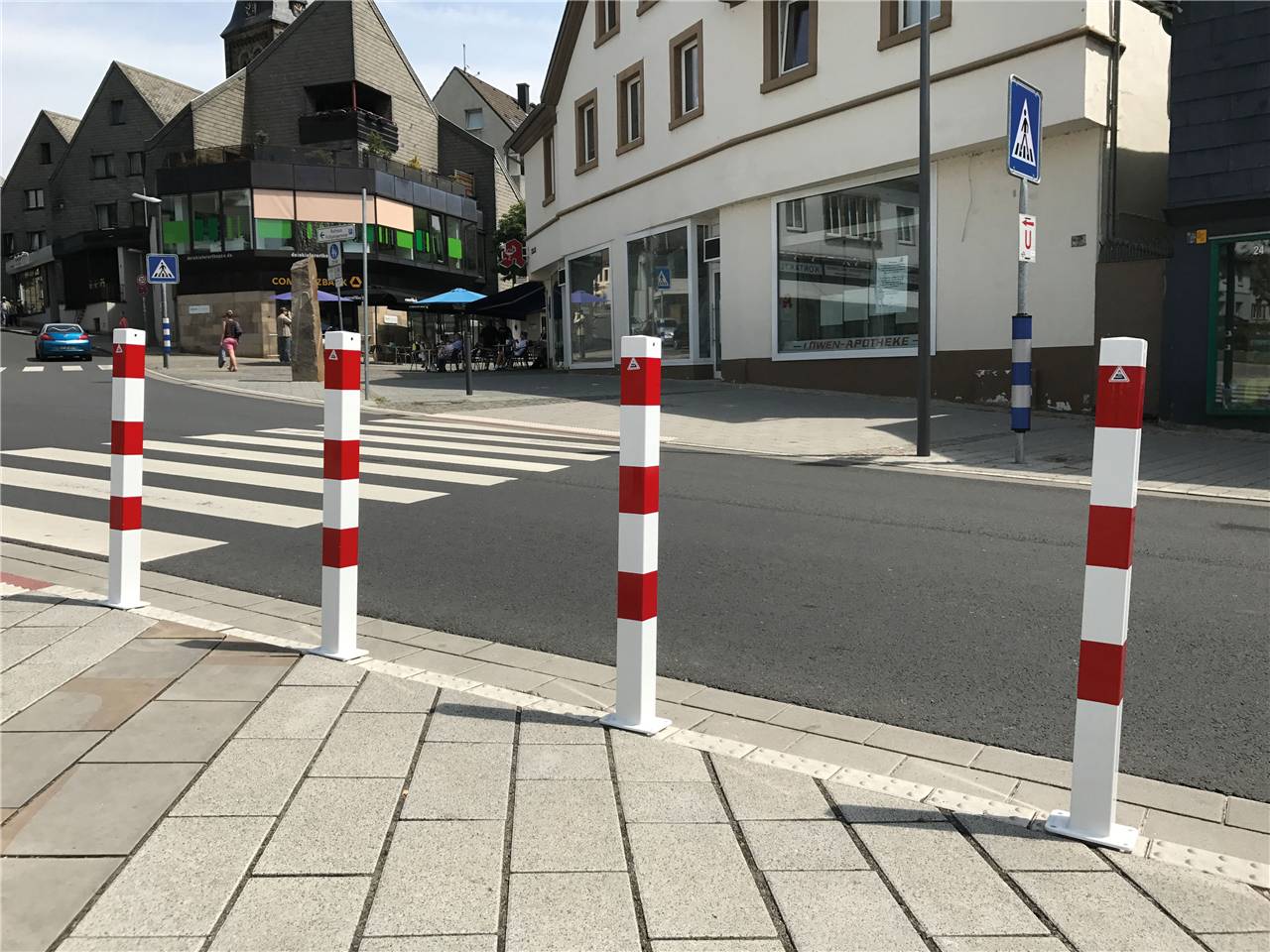 Schake Absperrpfosten, 70 mm x 70 mm, ortsfest, für Dübelbefestigung | Beschaffenheit: feuerverzinkt