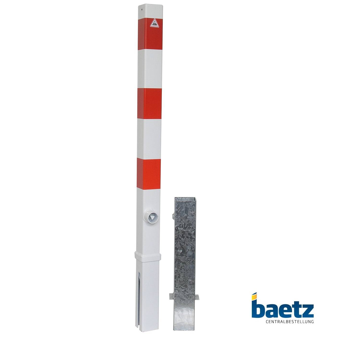 Absperrpfosten, 70 mm x 70 mm, herausnehmbar, mit Dreikantverschluss Beschaffenheit: feuerverzinkt, Ösen: ohne seitliche Ösen