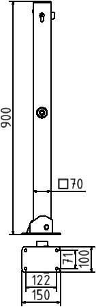 Schake Absperrpfosten, 70 mm x 70 mm, umlegbar | Beschaffenheit: feuerverzinkt | Montageart: für Düb