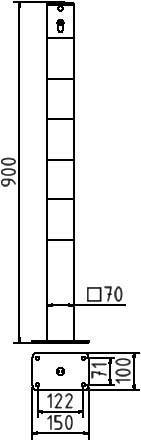 Schake Sperrkettenpfosten-System, Parken, 70 mm x 70 mm | Ausführung: Pfosten mit Profilzylinder ohn