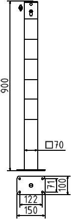 Schake Sperrkettenpfosten-System, Parken, 70 mm x 70 mm | Ausführung: Pfosten mit Profilzylinder mit