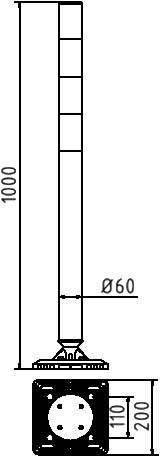 Schake Kunststoffpfosten, Kickback Poller, Ø 60 mm, zum Aufdübeln | Farbe: rot / weiß