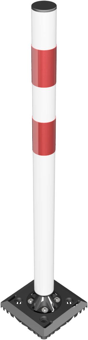 Schake Kunststoffpfosten, Kickback Poller, Ø 60 mm, zum Aufdübeln | Farbe: rot / weiß