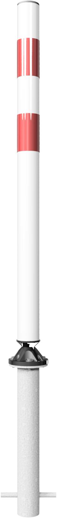 Schake Kunststoffpfosten, Kickback Poller, Ø 60 mm, zum Einbetonieren mit Bodenhülse | Farbe: rot /