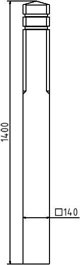 Schake Vierkant-Poller aus Recyclingmaterial, 140 mm x 140 mm | Ausführung: mit Fräsungen und Reflek