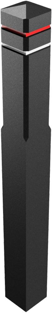 Schake Vierkant-Poller aus Recyclingmaterial, 140 mm x 140 mm | Ausführung: mit Fräsungen und Reflek