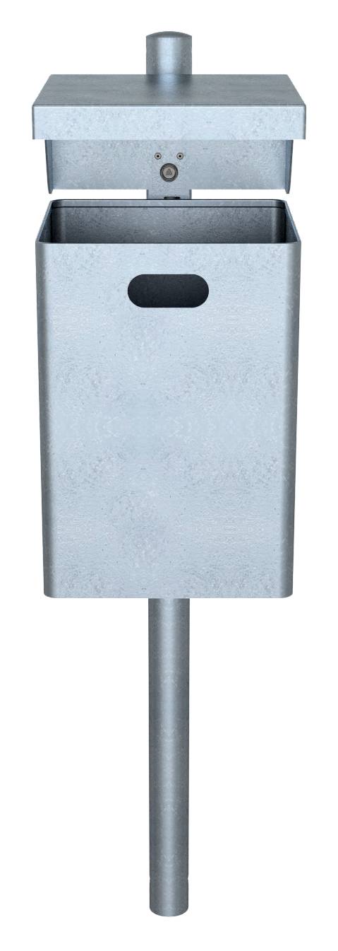 Schake Abfallbehälter, Rechteck, mit Dach, 40 Liter | Abfallbehälter: mit Standpfosten, Ø 60 mm x 13