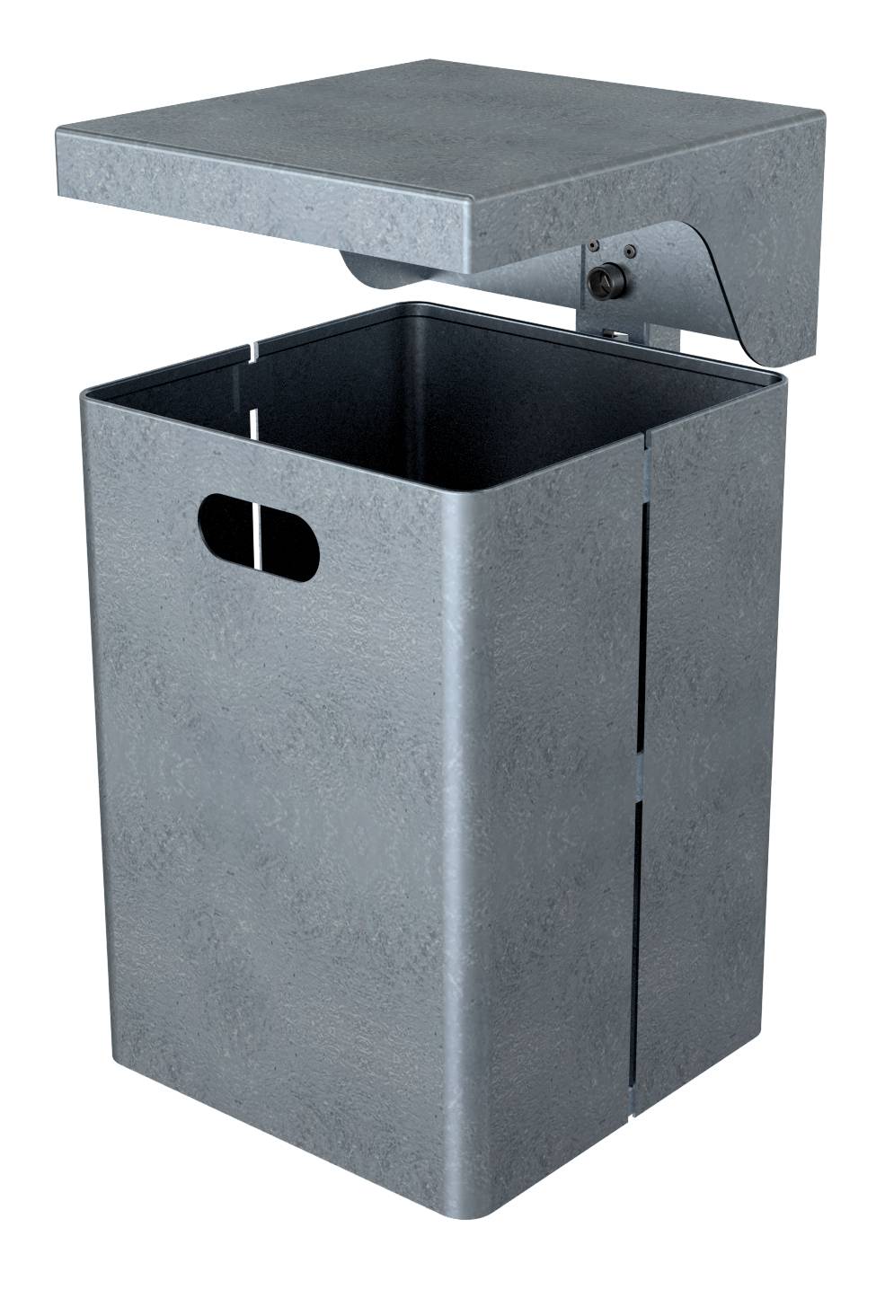 Schake Abfallbehälter, Rechteck, mit Dach, 40 Liter | Abfallbehälter: ohne Standpfosten, feuerverzin