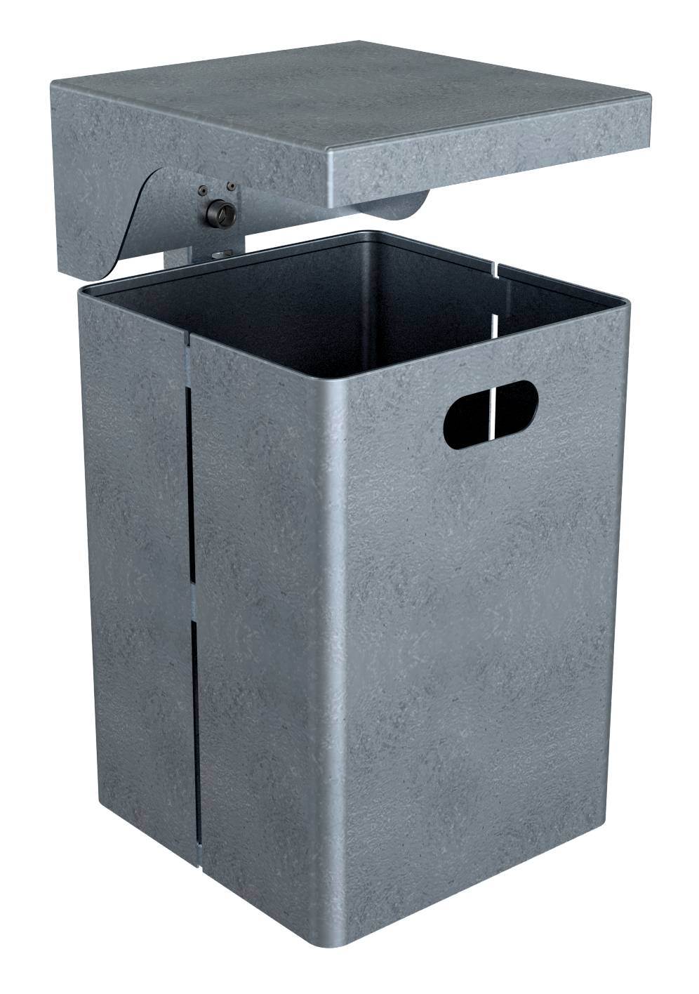 Schake Abfallbehälter, Rechteck, mit Dach, 40 Liter | Abfallbehälter: ohne Standpfosten, feuerverzin
