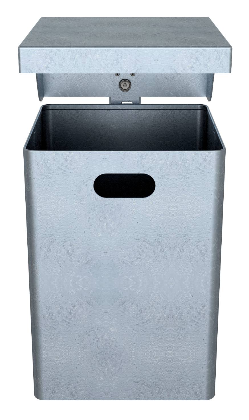 Schake Abfallbehälter, Rechteck, mit Dach, 40 Liter | Abfallbehälter: ohne Standpfosten, feuerverzin