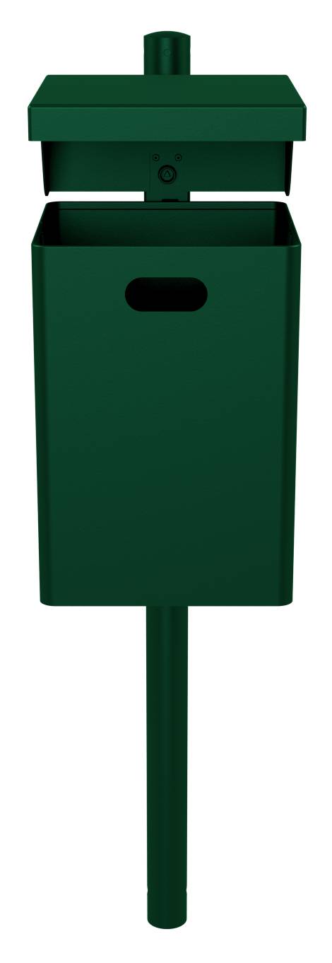 Schake Abfallbehälter, Rechteck, mit Dach, 40 Liter | Abfallbehälter: mit Standpfosten, beschichtet,