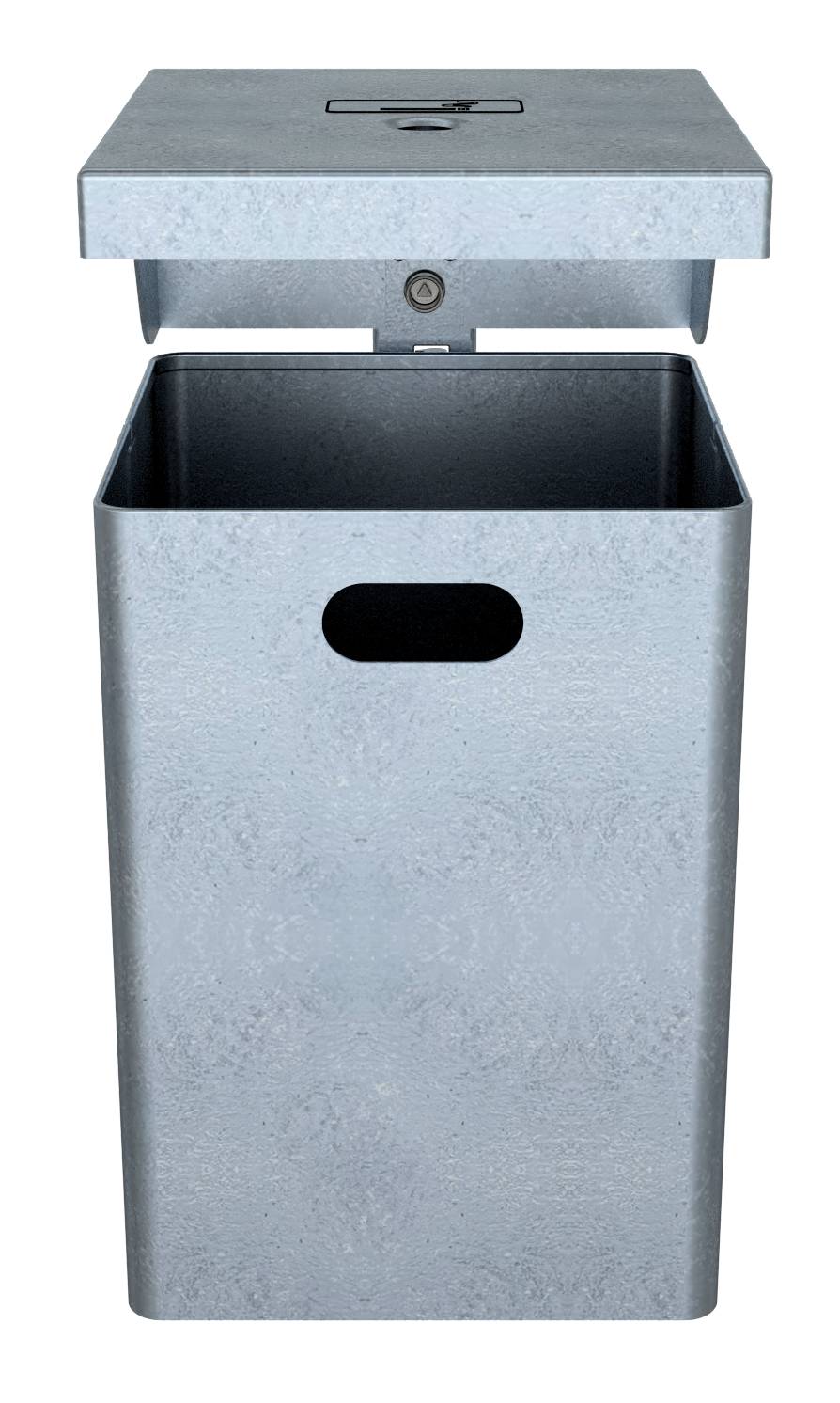 Schake Abfallbehälter, Rechteck, mit Dach, inkl. Ascher, 40 Liter | Abfallbehälter: ohne Standpfoste