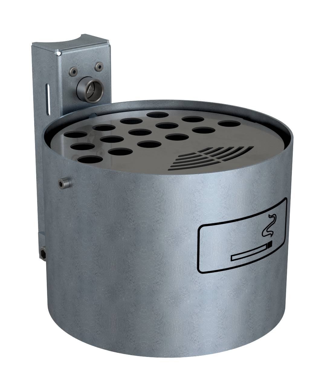 Schake Rundascher, 4 Liter, Stahlblech | Abfallbehälter: ohne Standpfosten, feuerverzinkt, Wandmonta