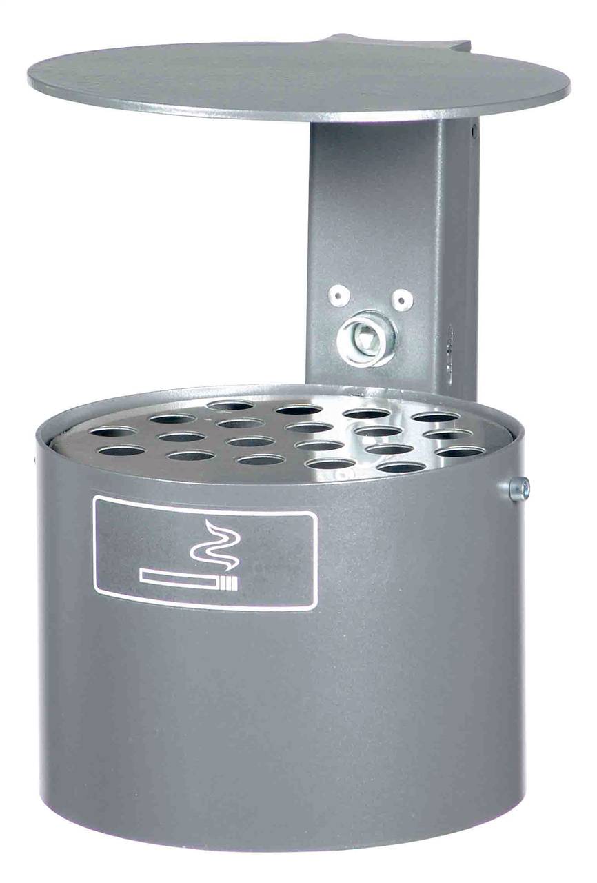 Schake Rundascher, mit Schutzdach, 4 Liter | Abfallbehälter: ohne Standpfosten, feuerverzinkt, Wandm