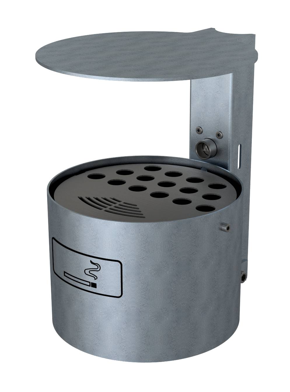Schake Rundascher, mit Schutzdach, 4 Liter | Abfallbehälter: ohne Standpfosten, feuerverzinkt, Wandm