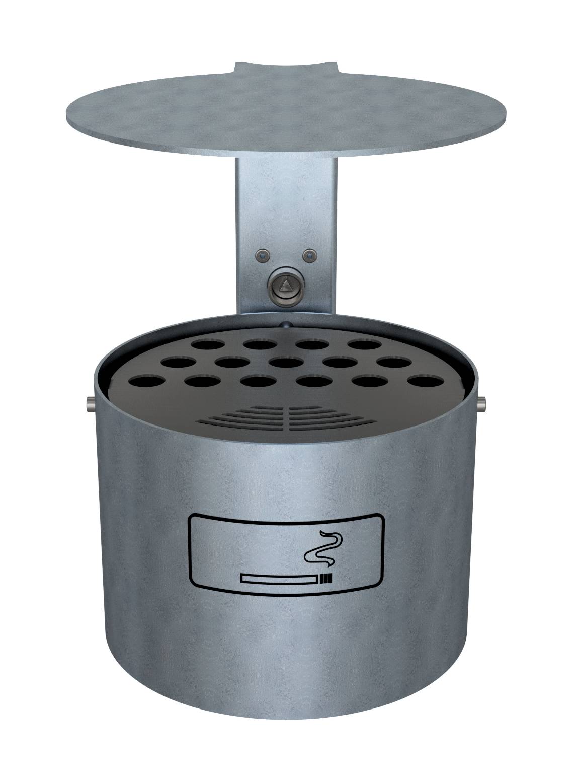 Schake Rundascher, mit Schutzdach, 4 Liter | Abfallbehälter: ohne Standpfosten, feuerverzinkt, Wandm