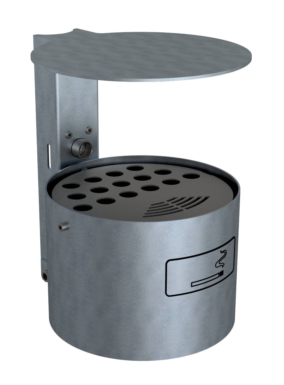 Schake Rundascher, mit Schutzdach, 4 Liter | Abfallbehälter: ohne Standpfosten, feuerverzinkt, Wandm