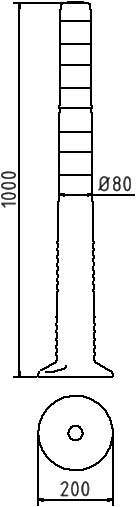 Schake Kunststoffpfosten / Flexipfosten, gelb/schwarz, 300 mm - 1000 mm | Größe: 1000mm